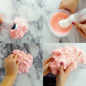 Activating the cloud slime with an easy DIY process for a fluffy texture.