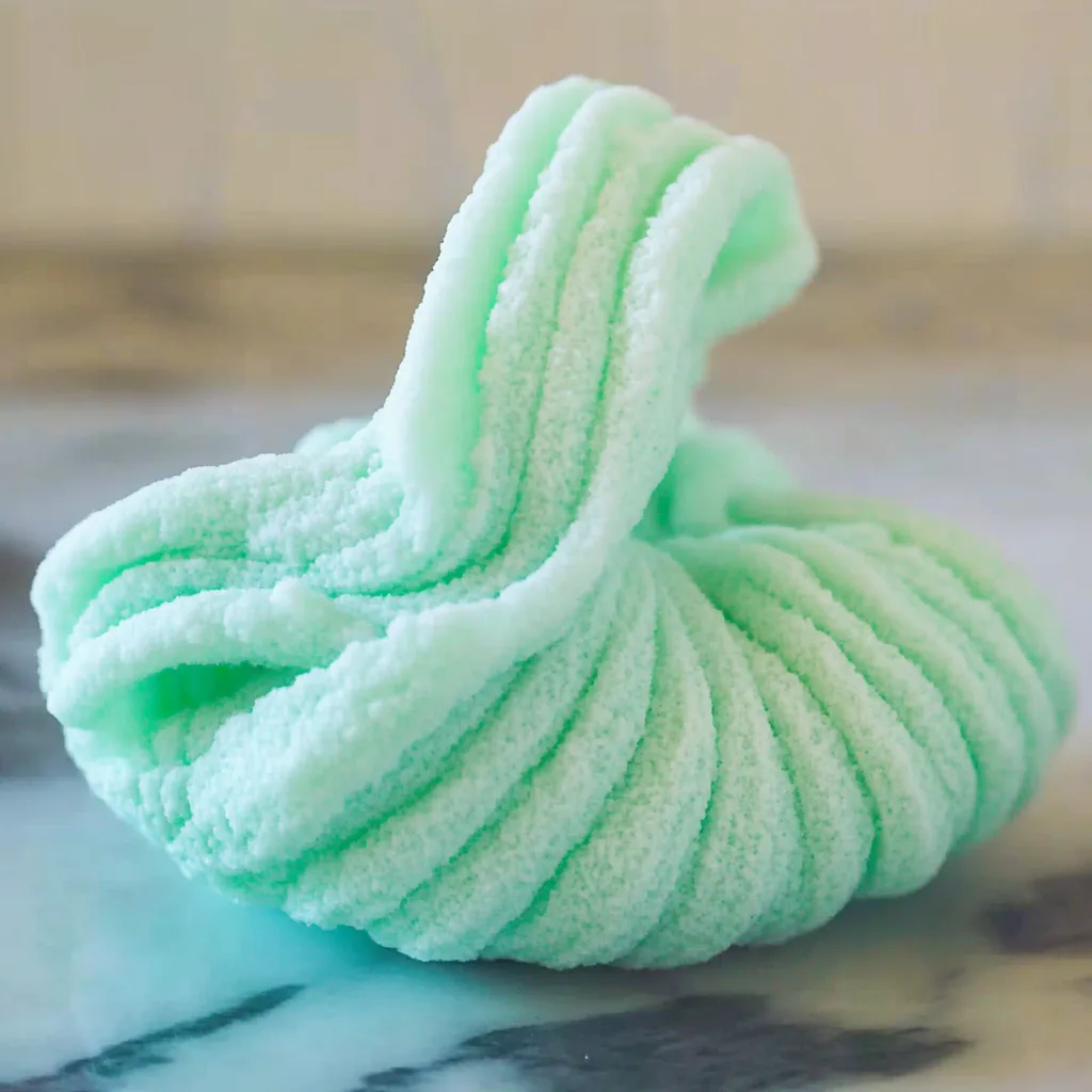 Soft and fluffy cloud slime made from an easy DIY recipe for kids, with a cloud-like texture.
