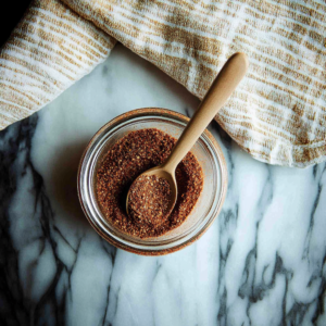 Mixing homemade chicken taco seasoning with a blend of spices in a bowl.