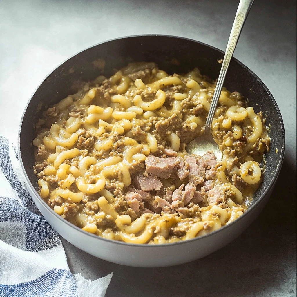 Creamy Hamb served in a pot with fresh chives and parsley on top.