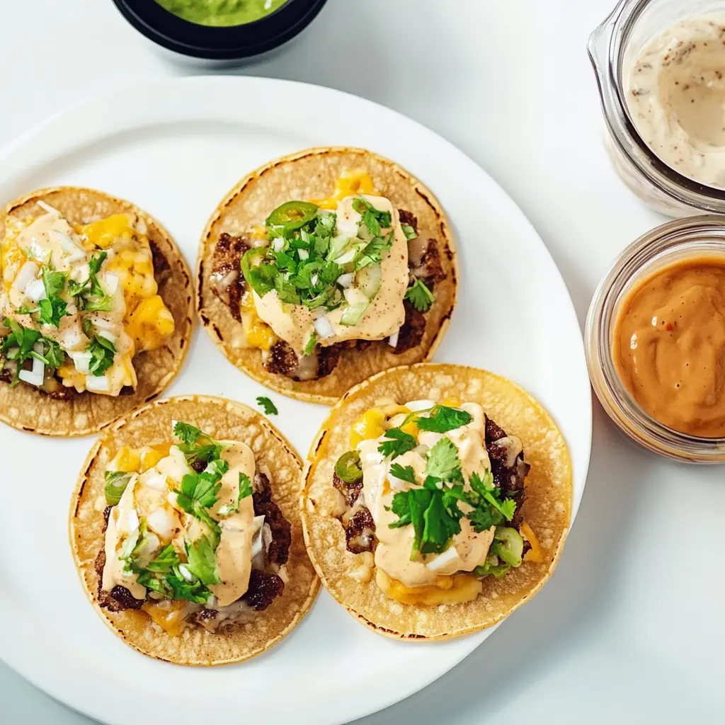 Big Mac Tacos with lettuce, cheese, and pickles in a soft tortilla, served on a plate