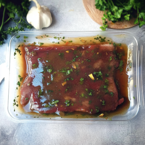 Carne asada marinade with fresh spices, lime juice, and olive oil