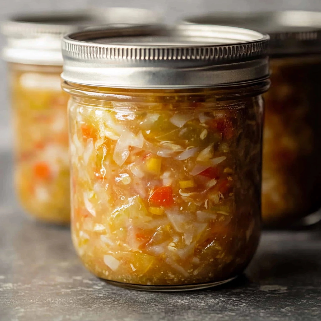 Chow chow relish simmering in a large pot, with vegetables, vinegar, and spices blending together into a delicious Southern condiment.