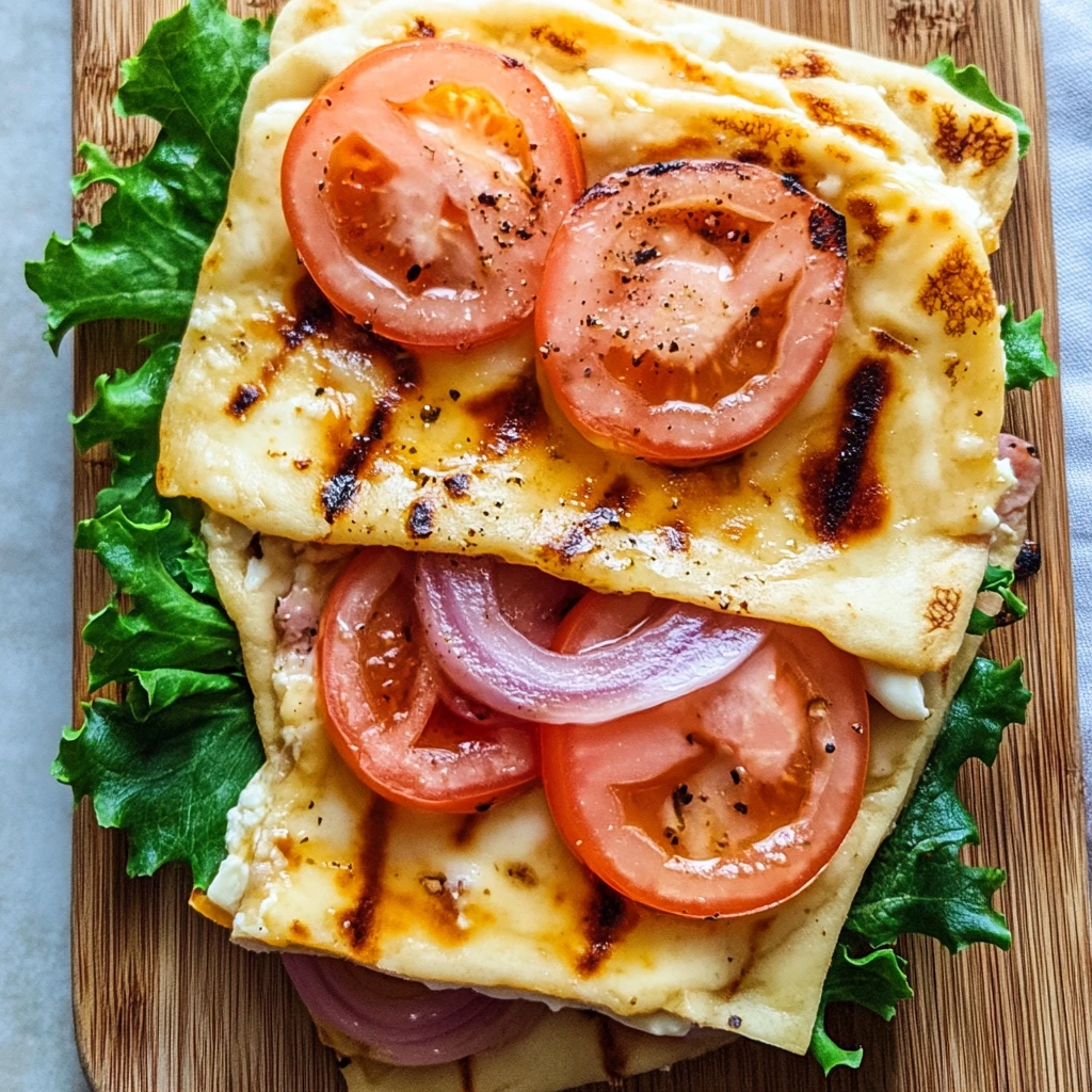 Cottage cheese flatbread baking on a tray in the oven.