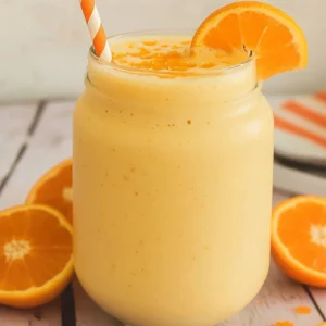 Refreshing creamsicle smoothie made with Greek yogurt, orange juice, and honey.