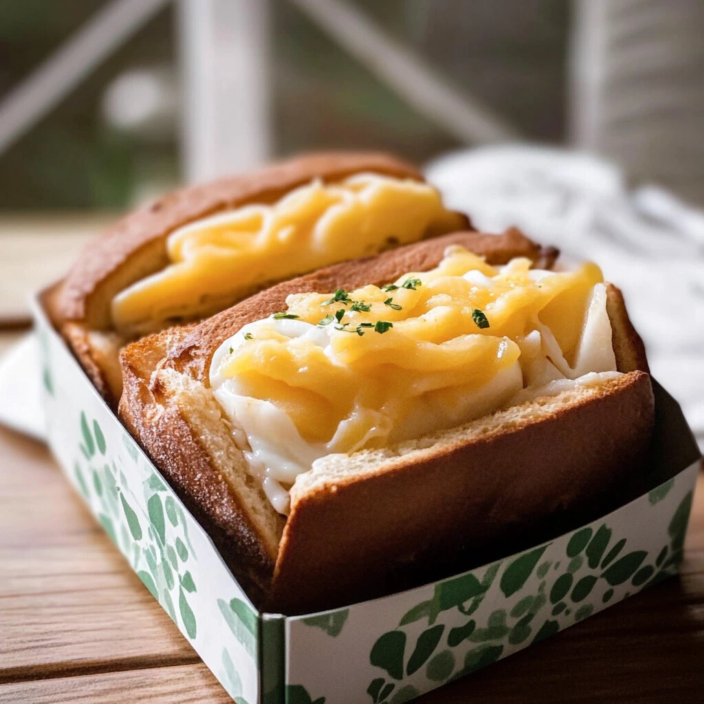 Ingredients for making an egg drop sandwich, including eggs, bread, cheese, and sauce