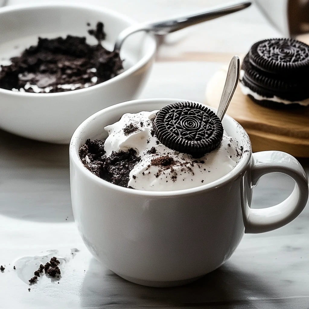 Oreo Mug Cake in a Mug Ready to Serve