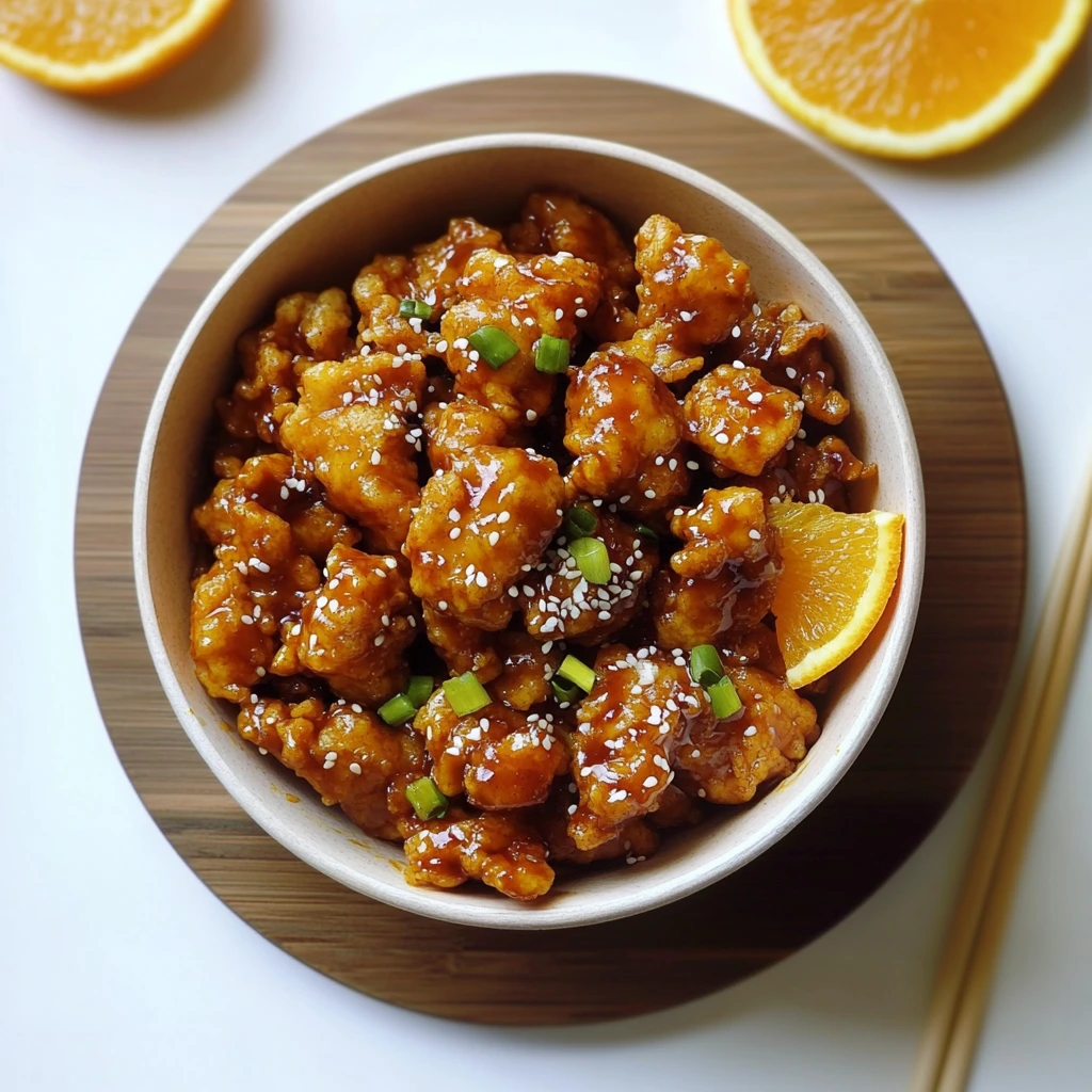 Homemade Panda Express hot orange chicken with spicy, tangy sauce