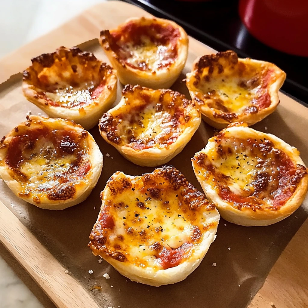 Ingredients for homemade pizza puffs including puff pastry, cheese, sauce, and toppings