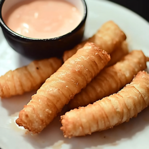 Serving freshly made Tequeños – Venezuelan crispy cheese sticks on a platter