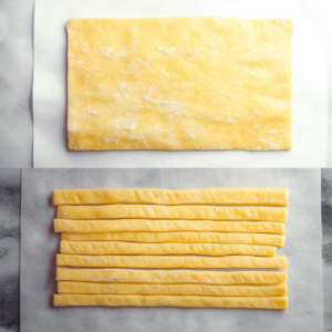 Preparing dough for Tequeños – rolling out the dough to wrap Venezuelan cheese sticks