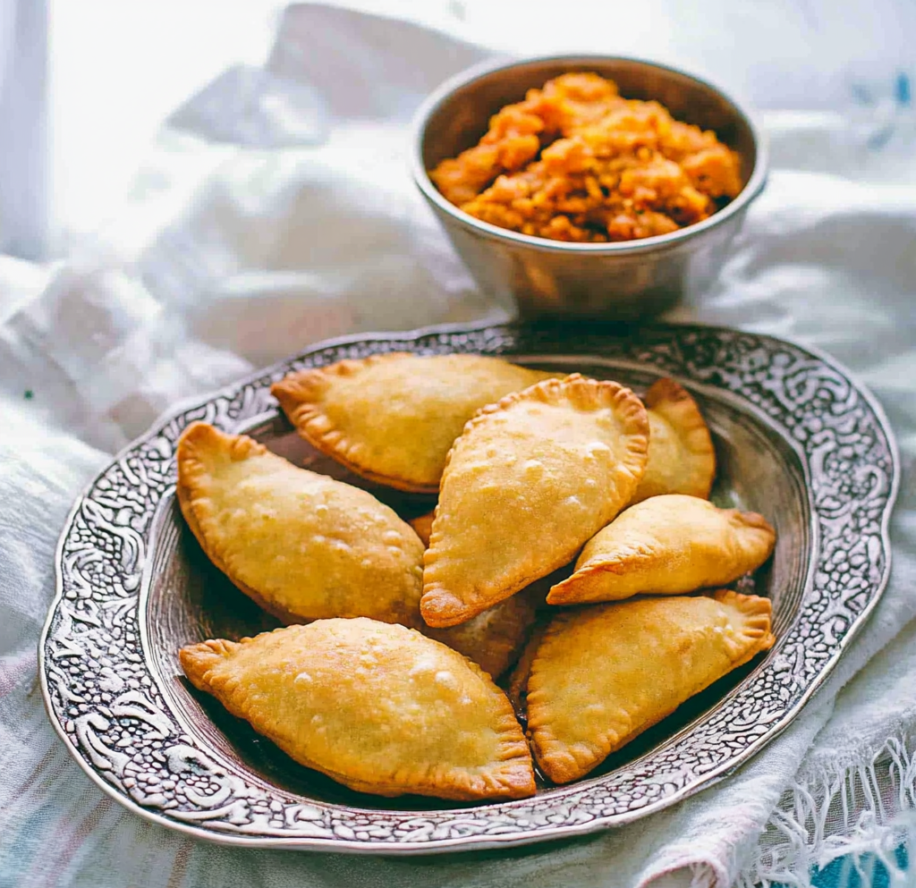 Crispy empanadas venezolanas filled with chicken and cheese on a plate.