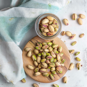 Peeled pistachios ready to be blended for creamy pistachio spread