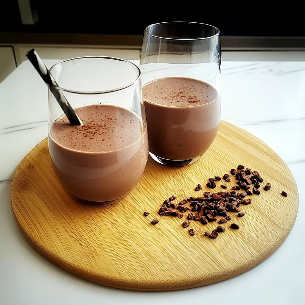 A steaming cup of cacao drink with a rich, velvety texture, topped with cacao powder for a morning energy boost.