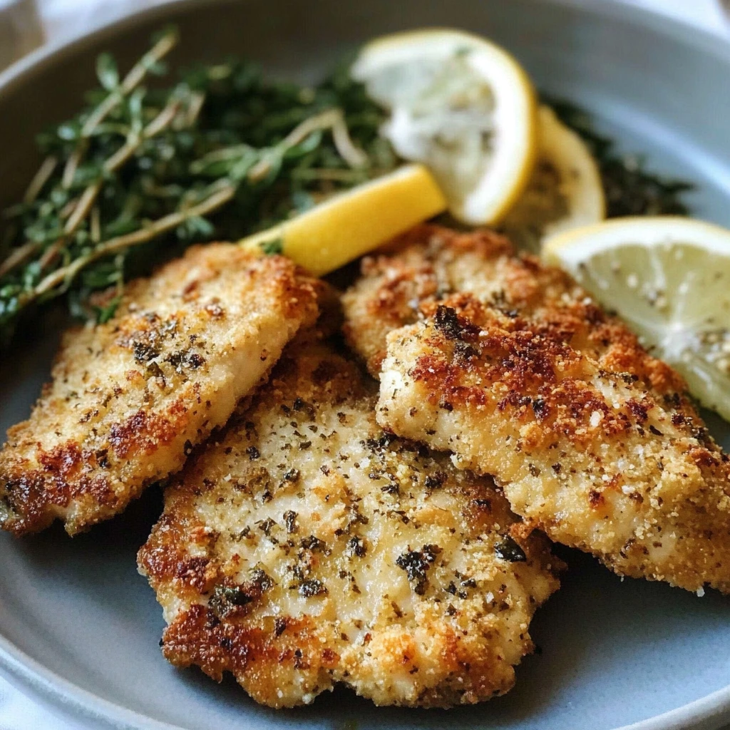 Crispy baked chicken cutlets served with a side of marinara dipping sauce.